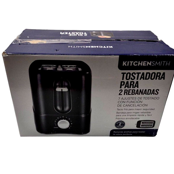 KitchenSmith 2 Slice Toaster 7 Toast Shade Extra Wide Slots Black - Picture 13 of 15